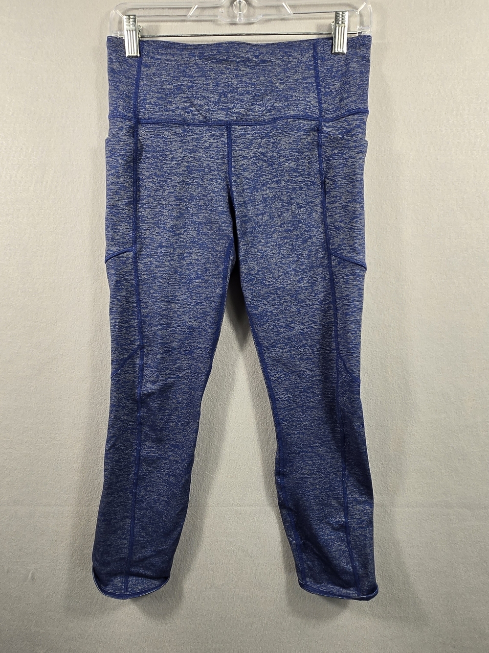 Athleta Ultimate Stash Pocket Leggings M Blue Space Dye Yoga Running Structured